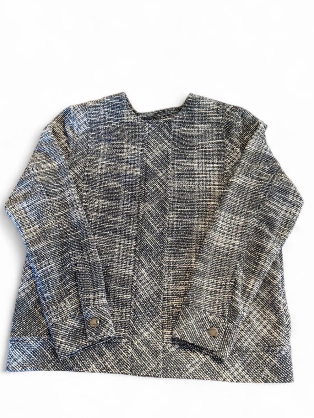Liverpool Zipper-Front Tweed Blazer in Navy and Whitw